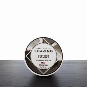 West Coast Shaving Coconut Scented Shaving Soap, Tallow Based, Skin Nourishing Butters and Oils, 4 oz.