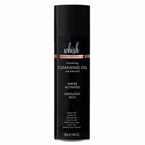 Whish Revitalizing Cleansing Oil with Bakuchiol - Detergent & Soap Free Face Wash - Water-Activated Rich Oil Cleanser to Gently Remove Stubborn Makeup - With Natural Retinol Alternative - 4 fl oz