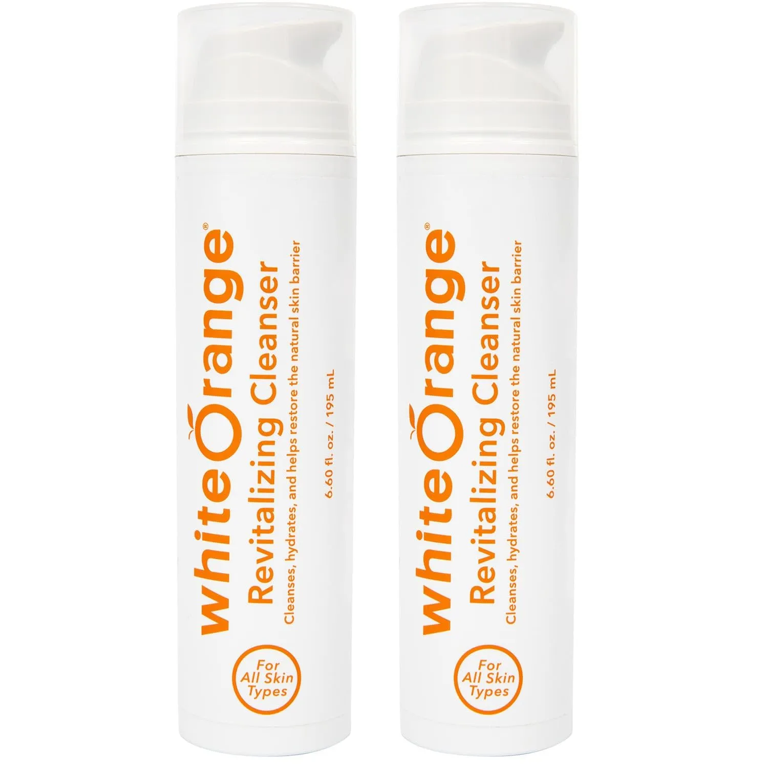 White Orange Revitalizing Cleanser, Ultra Hydrating Facial Cleanser with Hyaluronic Acid and 11 Botanicals including Orange Oil, Sulfate and Paraben-Free, 2 Pack