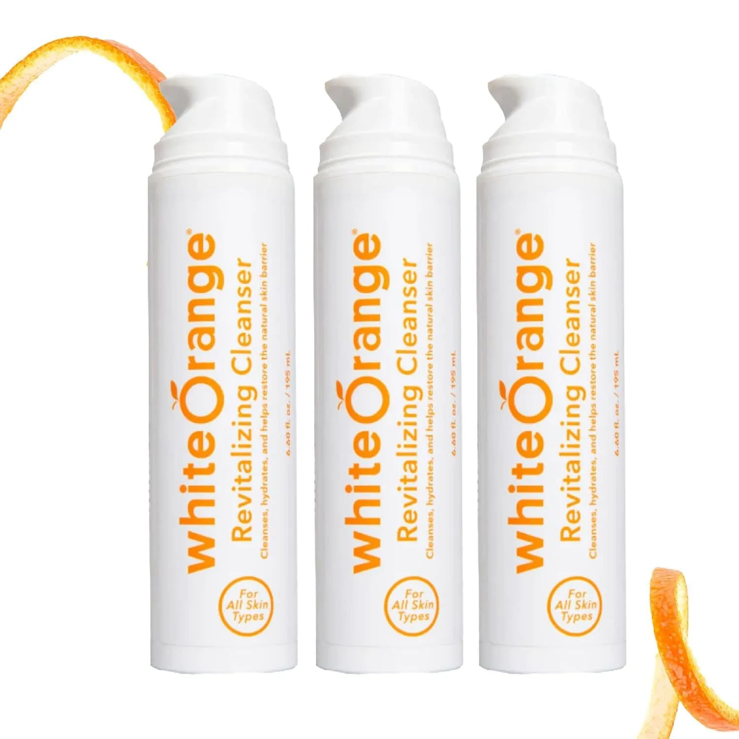 White Orange Revitalizing Cleanser, Ultra Hydrating Facial Cleanser with Hyaluronic Acid and 11 Botanicals including Orange Oil, Sulfate and Paraben-Free, 3 Pack