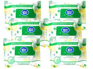 White Rain Boutique Collection Makeup Remover Wipes, Soft & Gentle, Oil-Free & Hypoallergenic, 7.4 x 7 in, 30 Count - 6 Pack