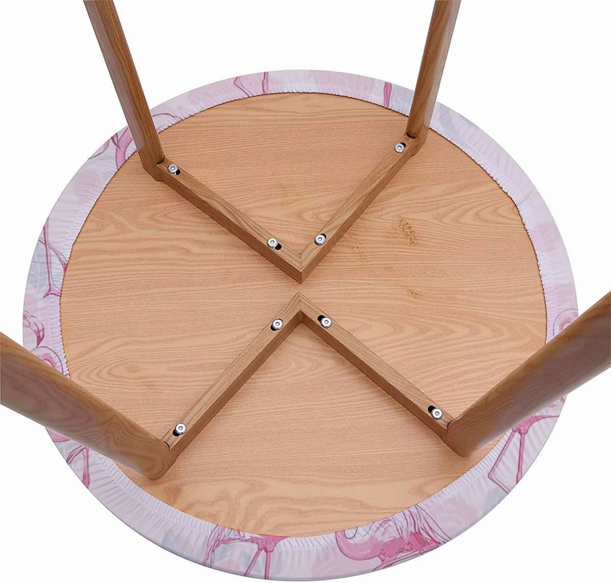 White Pink Round Tablecloth with Elastic Edge Flamingo Pastel Colored Standing with Elastic Edge Polyester Waterproof Spill Proof Table Cover Exotic Fits up 40"-44" Diameter Tables