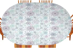 Winter Fitted Table Cover, Pastel Colored Cheerful Composition with Abstract Snowflakes and Curls, Indoor/Outdoor Waterproof Tablecloth, Patio and Kitchen Dining, Fits 48" x 72" Table, Lavender Green