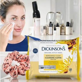 Witch Hazel Wipes Bundled With Makeup Cleansing Cloth-Refreshing And Cleansing Face Wipes, Aloe-Infused, Effective For Skin Types Including Sensitive Skin (Pack Of 4)