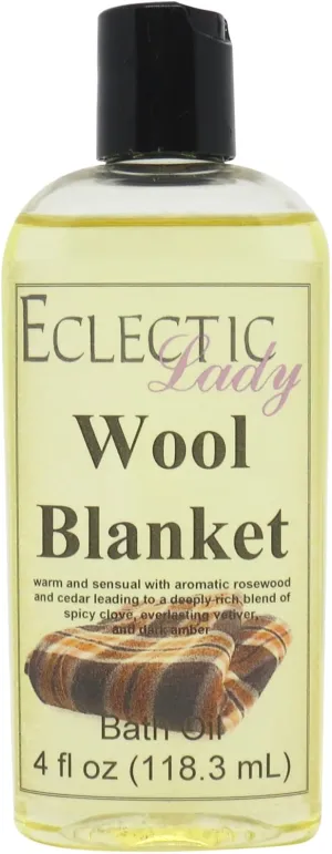 Wool Blanket Bath Oil by Eclectic Lady - Scented Bath Oil - Relaxing & Moisturizing Bathing Oil - Fragrance Body Oil For Dry & Rough Sensitive Skin - Body Daily Nourishing Shower Oil (8 oz)