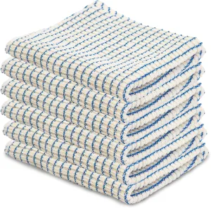 World's Best Kitchen Dish Cloths - Set of 6 Blue Dishcloths for Washing Dishes - Absorbent Poly Cotton Waffle Weave Dish Rags, Made in USA