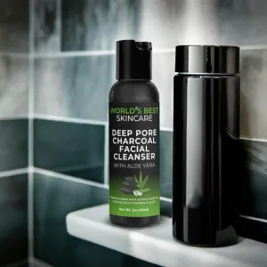 World's Best Supplements Deep Pore Charcoal Facial Cleanser with Aloe | Activated Charcoal for Daily Skin Detox | 2oz