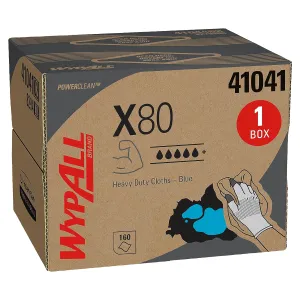 WypAll PowerClean X80 Cloths Heavy Duty Wipes (41041), Brag Box, Extended Use Towels, Blue (1 Pack of 160 Sheets, 160 Sheet Total)