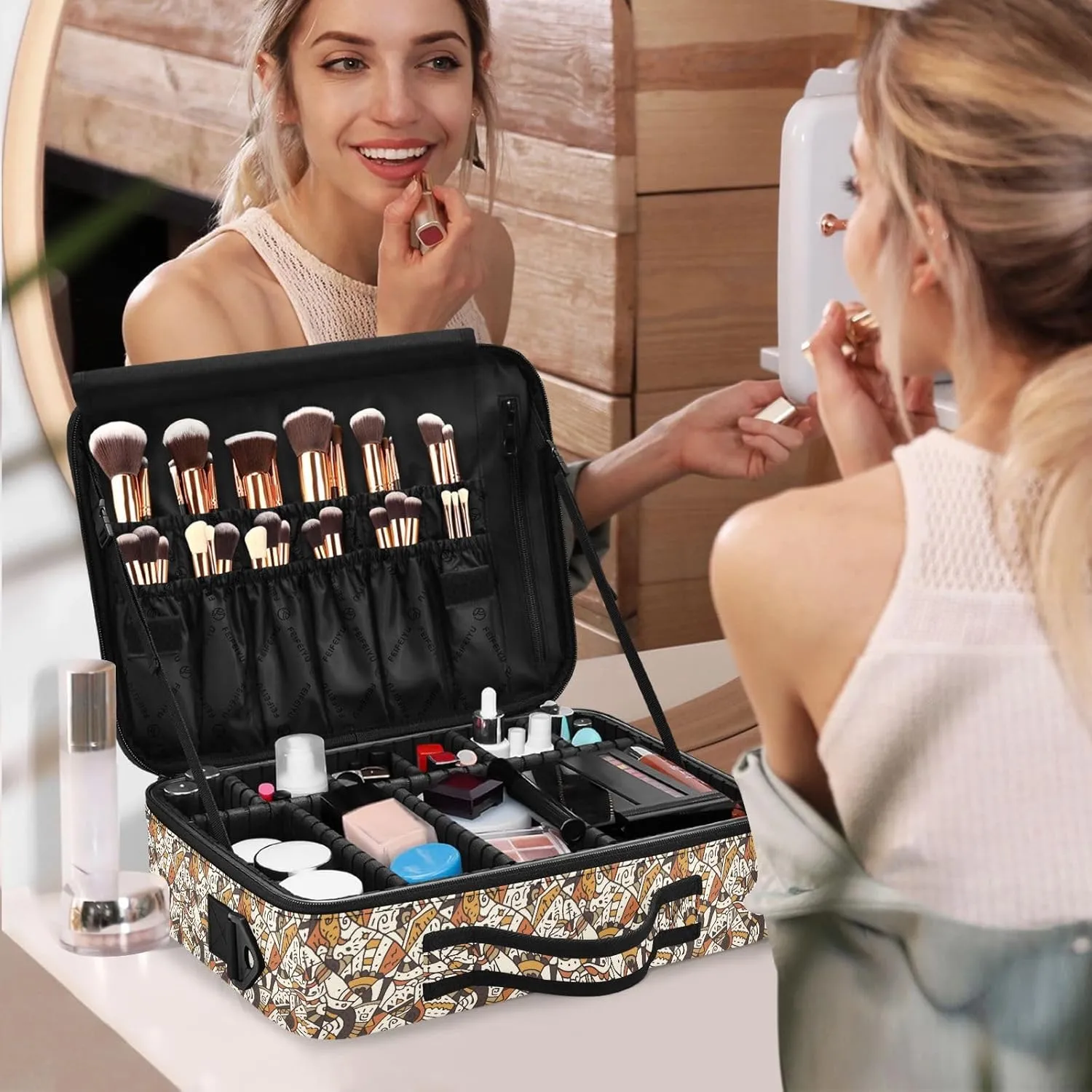 XL Hard Shell Large Portable Zipper Makeup Bag for Travel