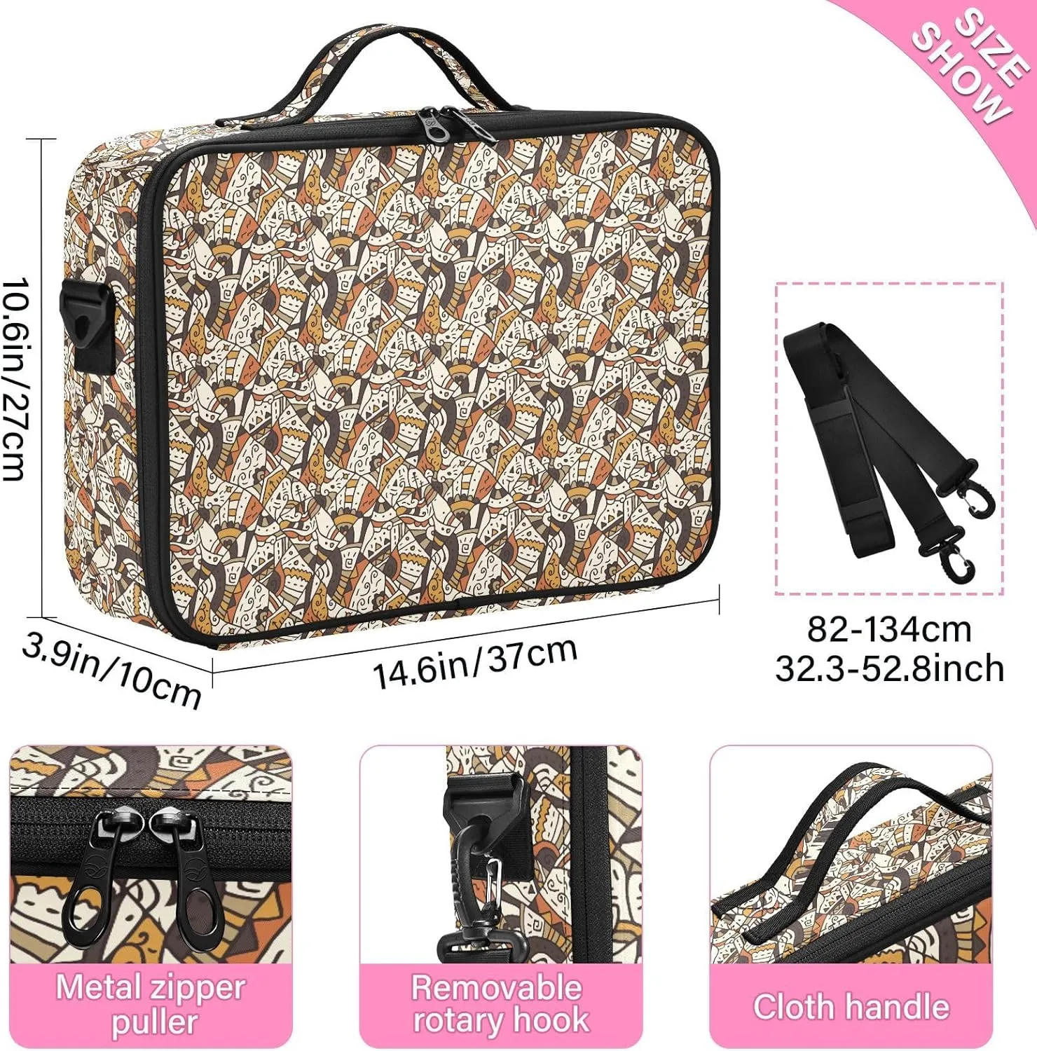 XL Hard Shell Large Portable Zipper Makeup Bag for Travel