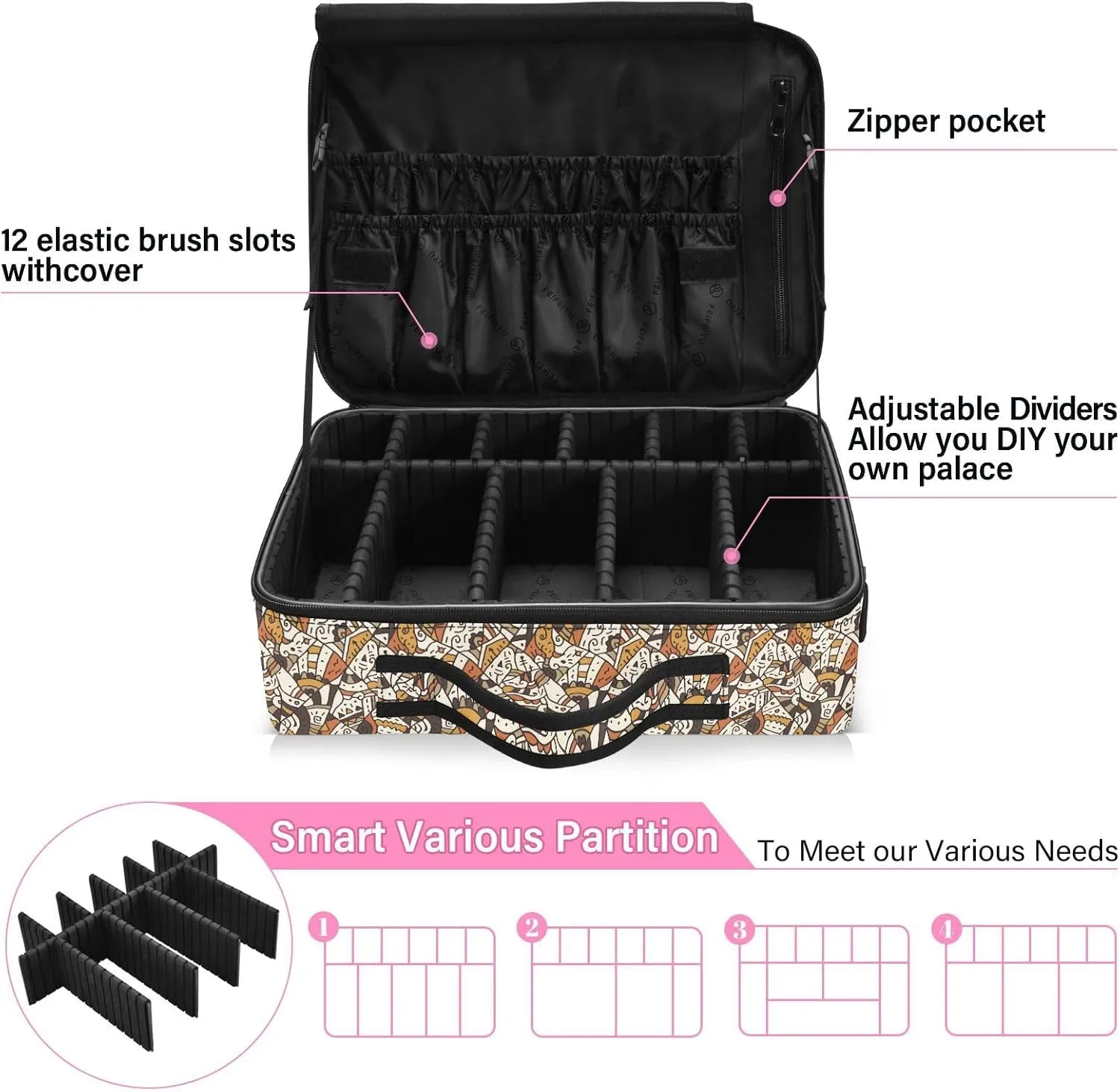 XL Hard Shell Large Portable Zipper Makeup Bag for Travel