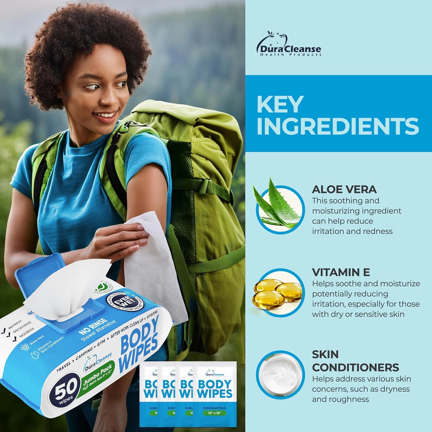 XL Body Wipes - (4 Pack) 200 Shower Wipes   16 Travel Bath Sheets - 9" x 12" Thick Cleansing Waterless Washcloths - No Rinse Disposable Adult Wash Cloths for Elderly Incontinence, Camping Essentials