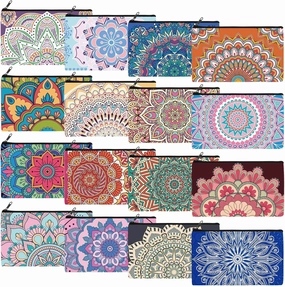 Yahenda 16 Pieces Cosmetic Makeup Bag Inspirational Zipper Pouch You Are Amazing Loved Beautiful Kind Pouch Inspirational Gifts for Women Nurse Teacher(Mandala)