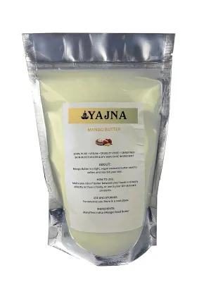 Yajna Organic Raw Mango Butter 100% Pure,Natural & Unrefined| Skin Moisturizer For Face, Body & Hair| 1 LBS/450 GM Ivory/White Grade A | DIY Creams, Balms, Lotions, Soaps| Softens Dry & Tough Skin