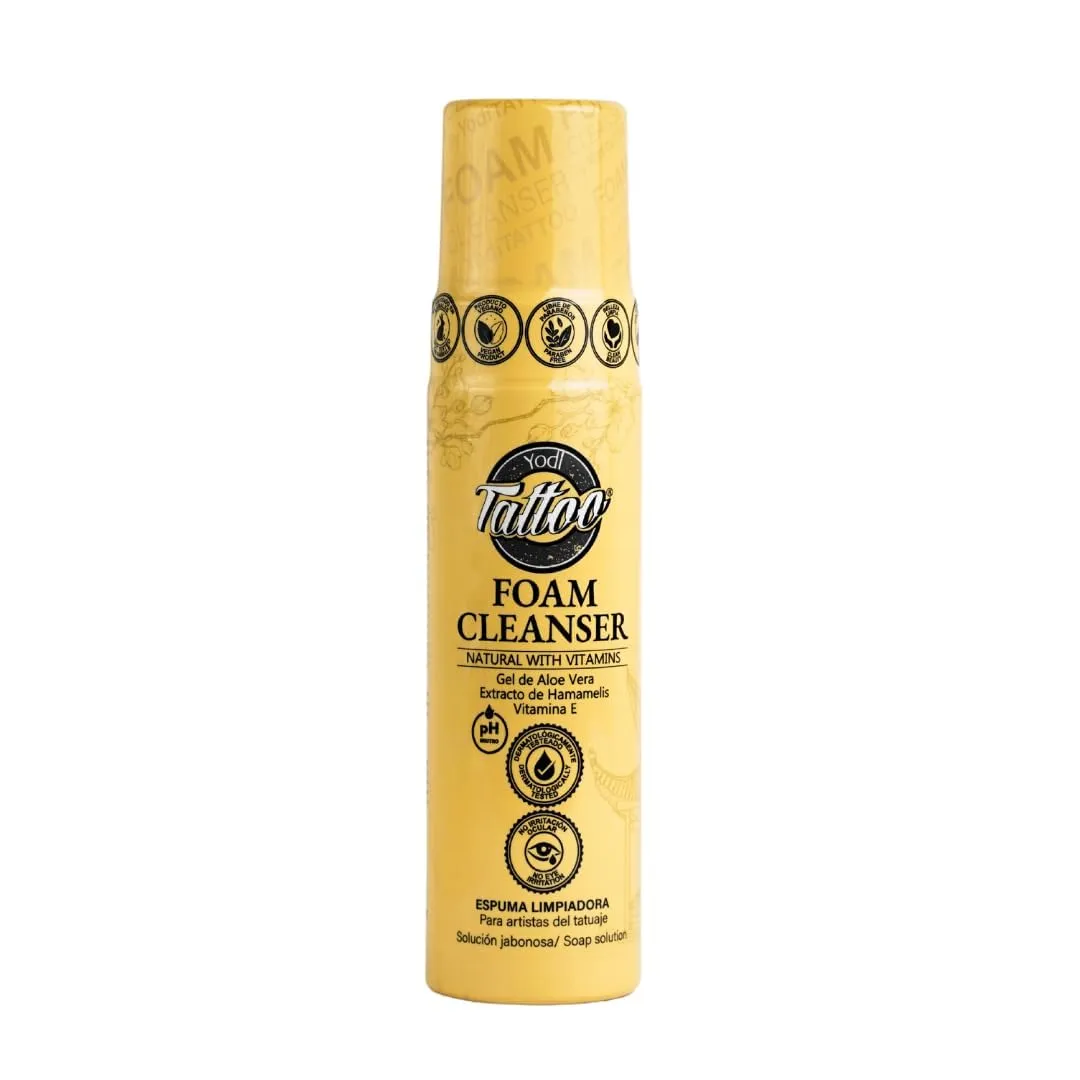 Yodi Tattoo Foam Cleanser, Natural with Vitamins, Aloe Vera and Witch Hazel Extract