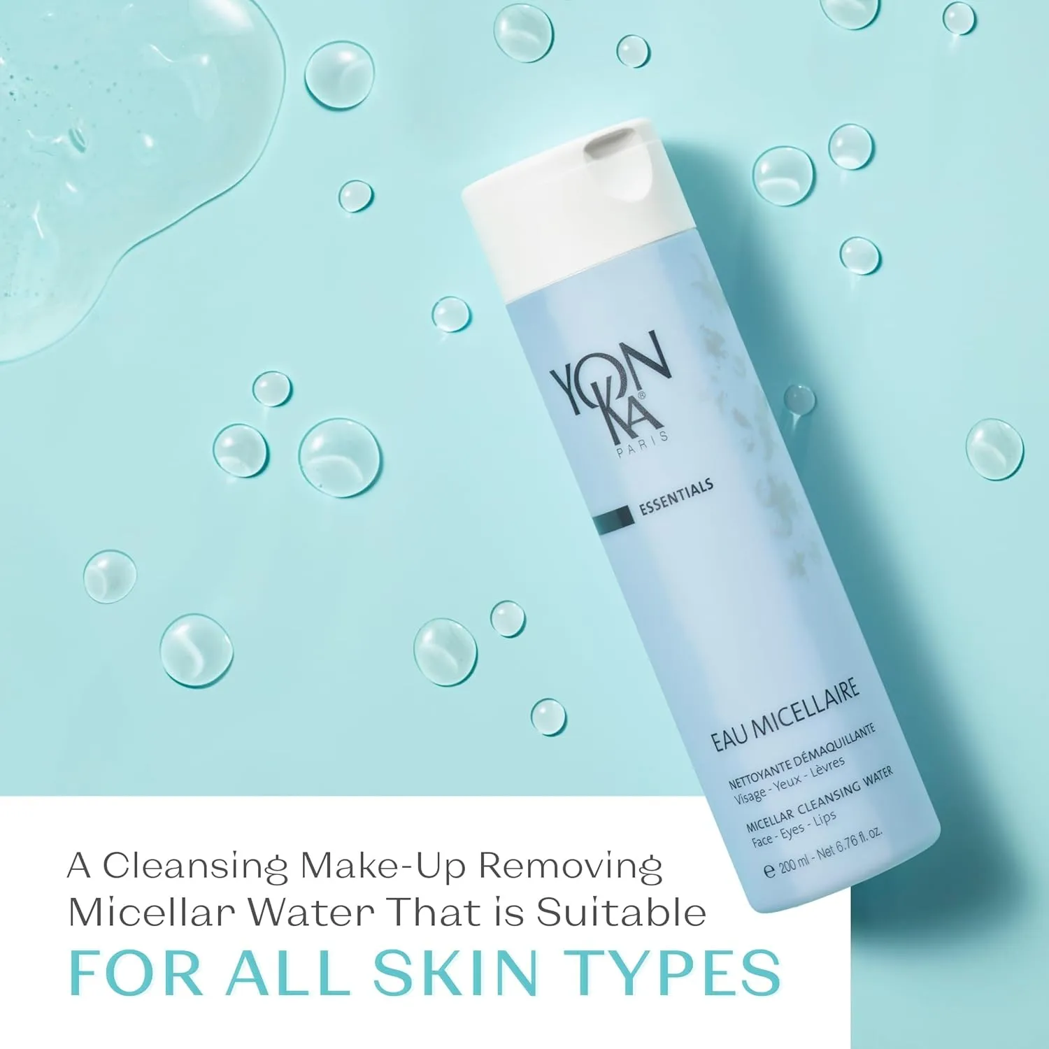 Yon-Ka Eau Micellaire (200ml) Micellar Water and Cleansing Makeup Remover, Gentle Face Wash with Rose and Chamomile to Remove Impurities and Hydrate, All Skin Types, Paraben-Free