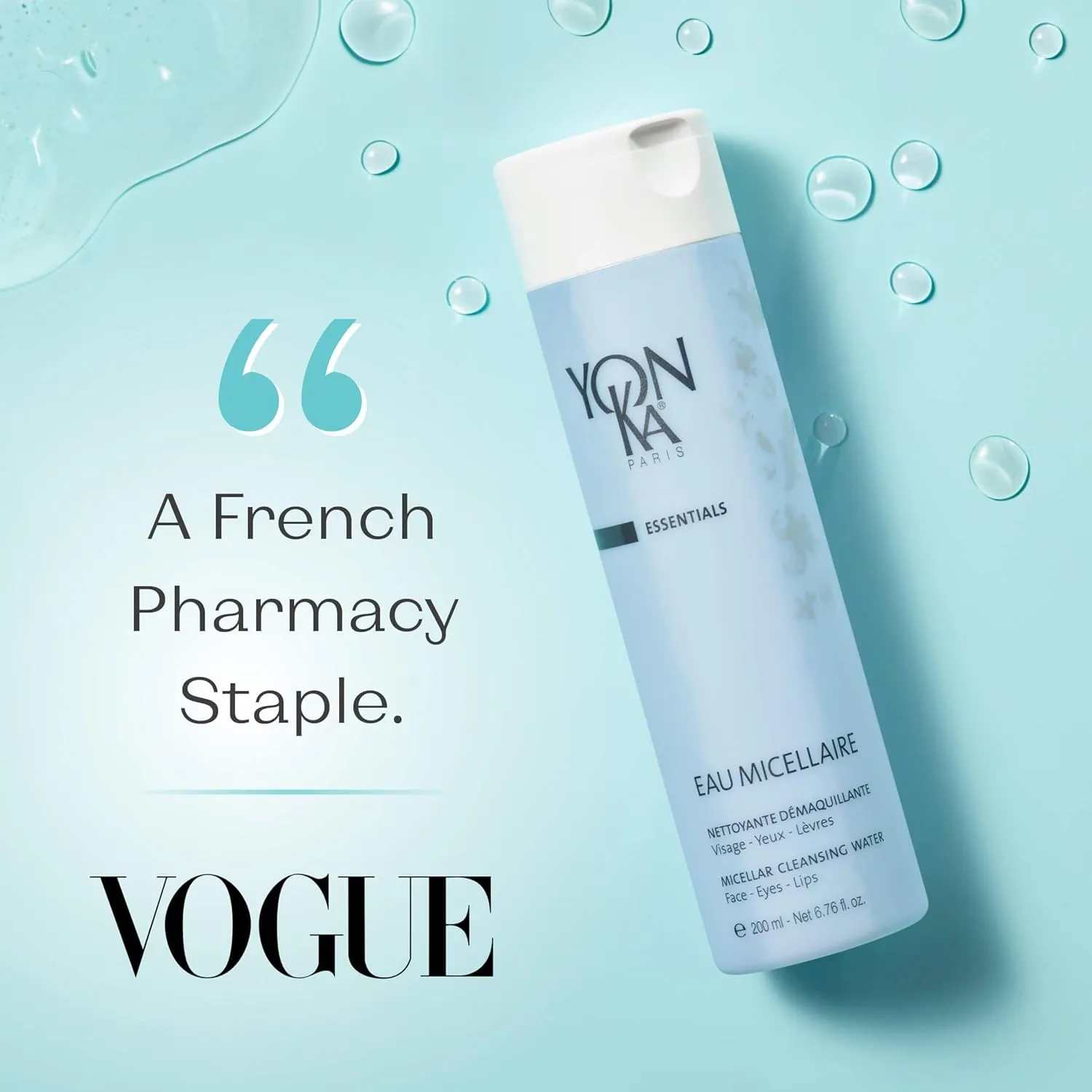 Yon-Ka Eau Micellaire (200ml) Micellar Water and Cleansing Makeup Remover, Gentle Face Wash with Rose and Chamomile to Remove Impurities and Hydrate, All Skin Types, Paraben-Free