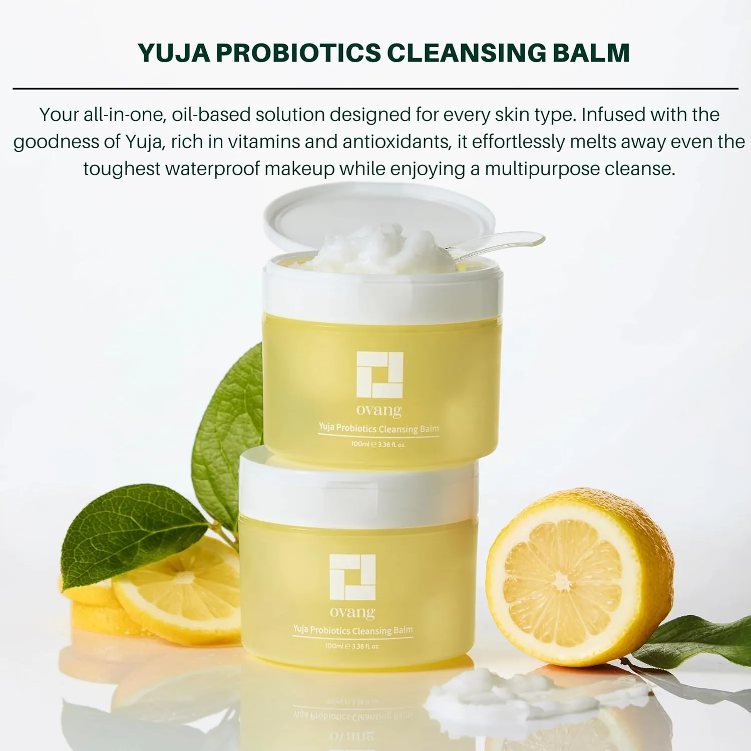 Yuja Probiotics Cleansing Balm – Makeup Remover & Hydrating Cleanser – Fragrance-Free, Brightening & Soothing for All Skin Types, Korean Skincare (100ml / 3.38 fl.oz) Step1