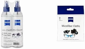 ZEISS Glasses Cleaner Spray and Microfiber Jumbo Cloths, 2 8 Oz. Bottles and 2 Jumbo Cloths