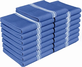 Zeppoli Classic 15 Pack 100% Natural Cotton Kitchen Towel Set, Reusable Wash Cloths, Absorbent Dish Towels, Machine Washable Hand Towels, Kitchen Essentials, 14" x 25" - Navy Blue