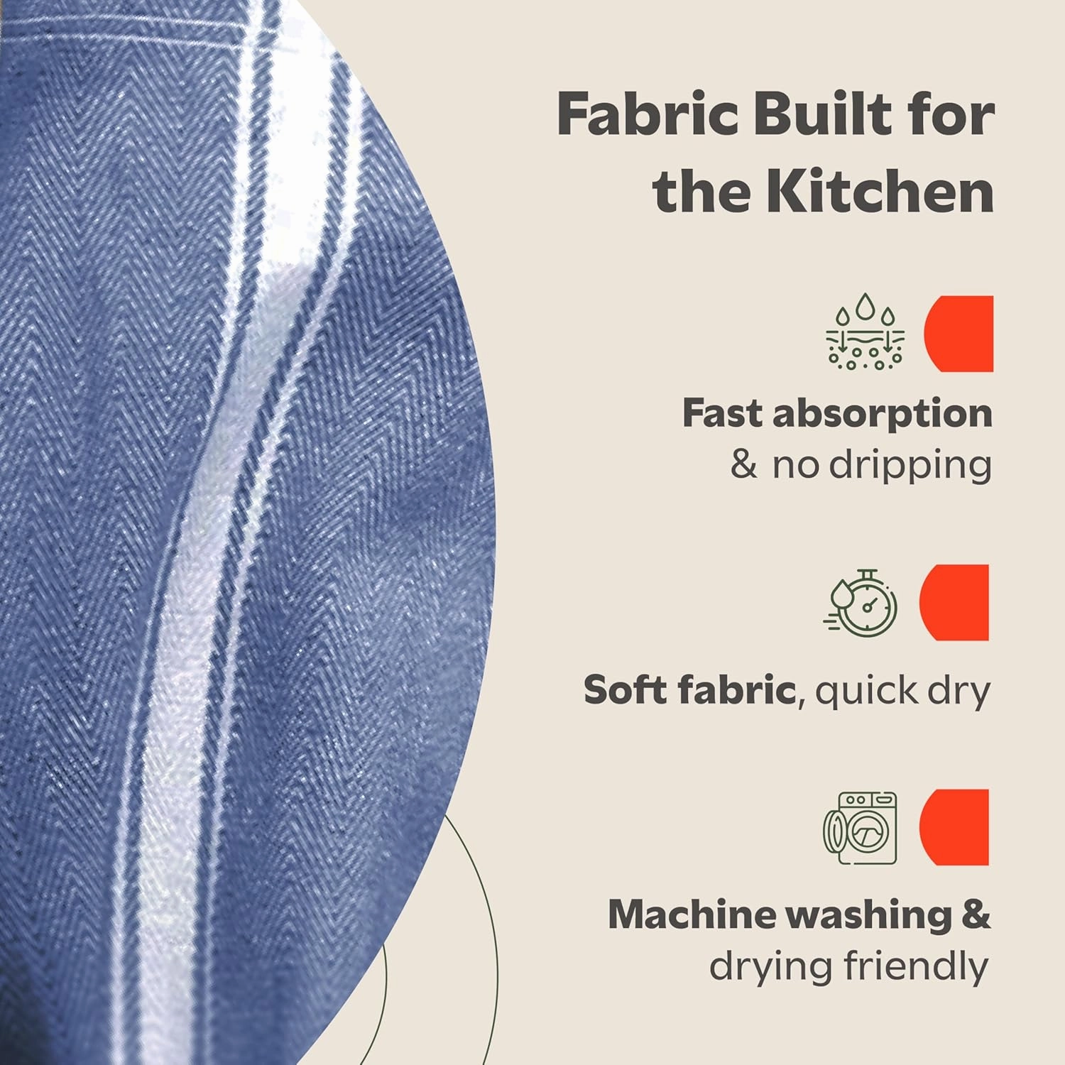 Zeppoli Classic 15 Pack 100% Natural Cotton Kitchen Towel Set, Reusable Wash Cloths, Absorbent Dish Towels, Machine Washable Hand Towels, Kitchen Essentials, 14" x 25" - Navy Blue