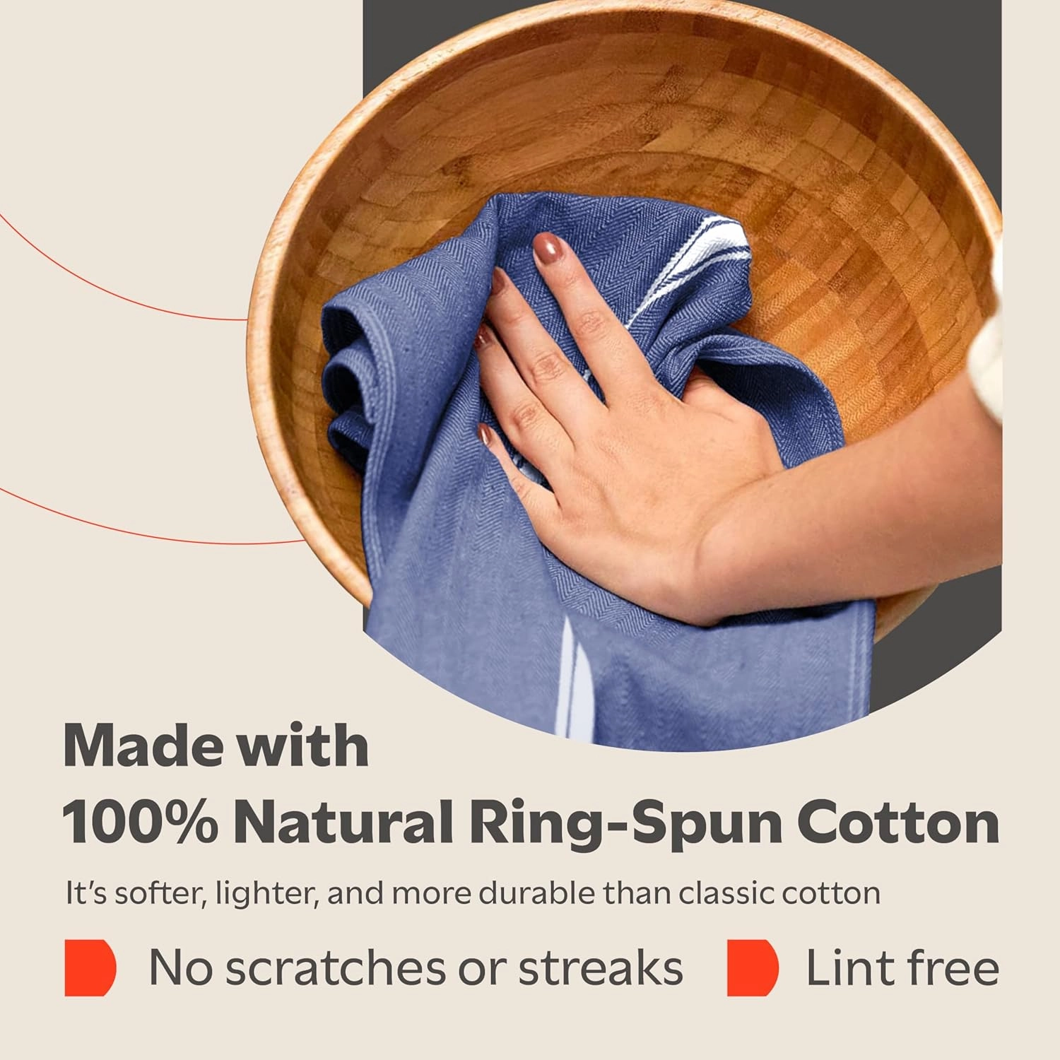 Zeppoli Classic 15 Pack 100% Natural Cotton Kitchen Towel Set, Reusable Wash Cloths, Absorbent Dish Towels, Machine Washable Hand Towels, Kitchen Essentials, 14" x 25" - Navy Blue