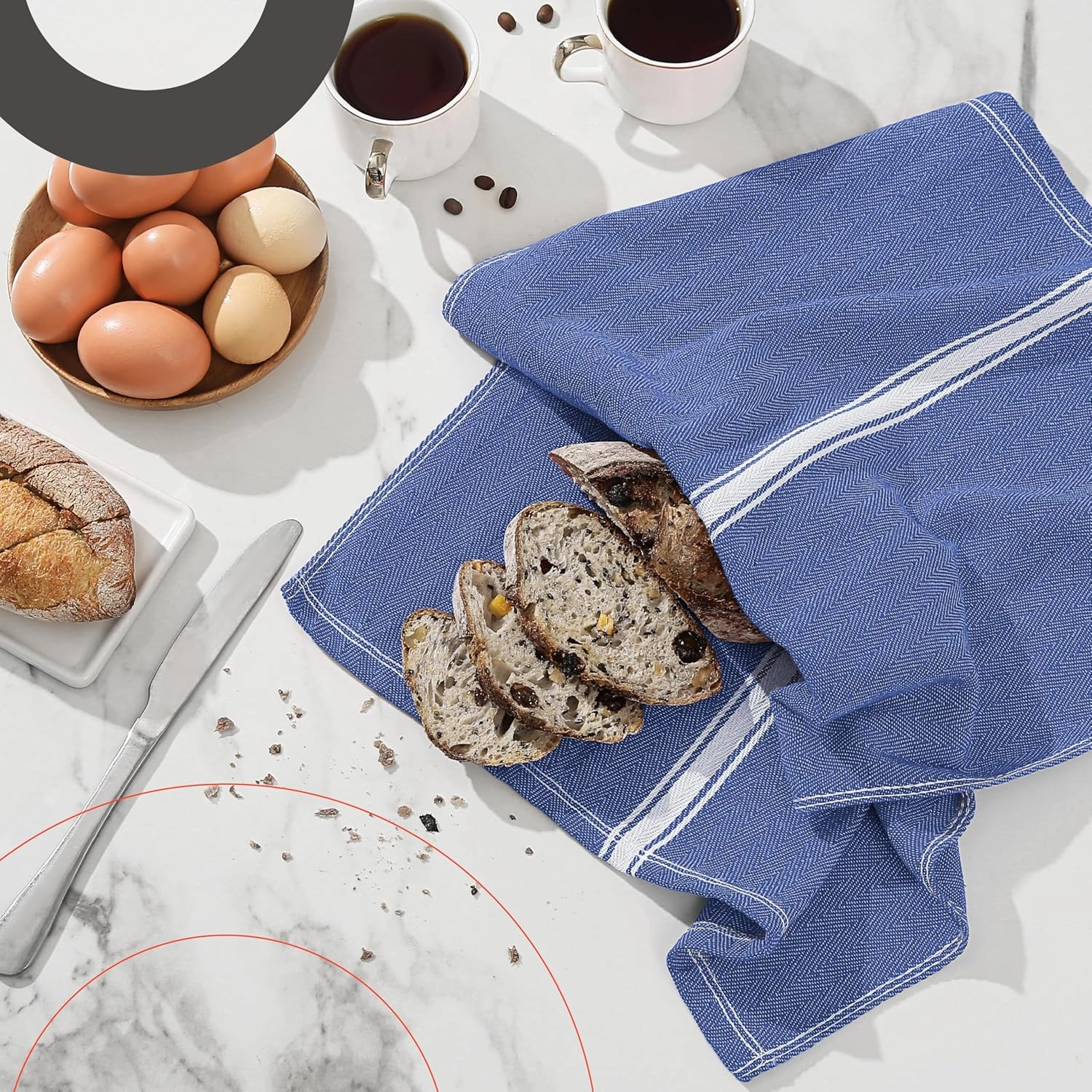 Zeppoli Classic 15 Pack 100% Natural Cotton Kitchen Towel Set, Reusable Wash Cloths, Absorbent Dish Towels, Machine Washable Hand Towels, Kitchen Essentials, 14" x 25" - Navy Blue