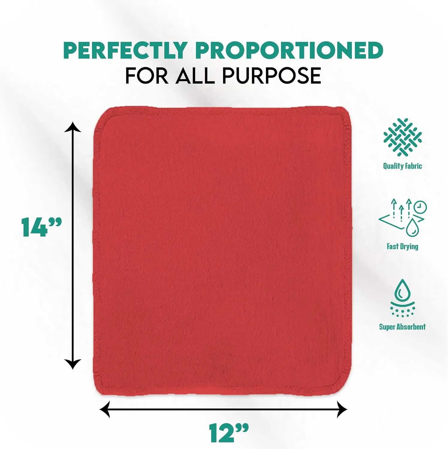 ZUPERIA Shop Towels (14" x 12" Inches - Pack of 100) Commercial Grade Cleaning Rags Bulk for Garages, Automobiles, Industries and Homes (Red)