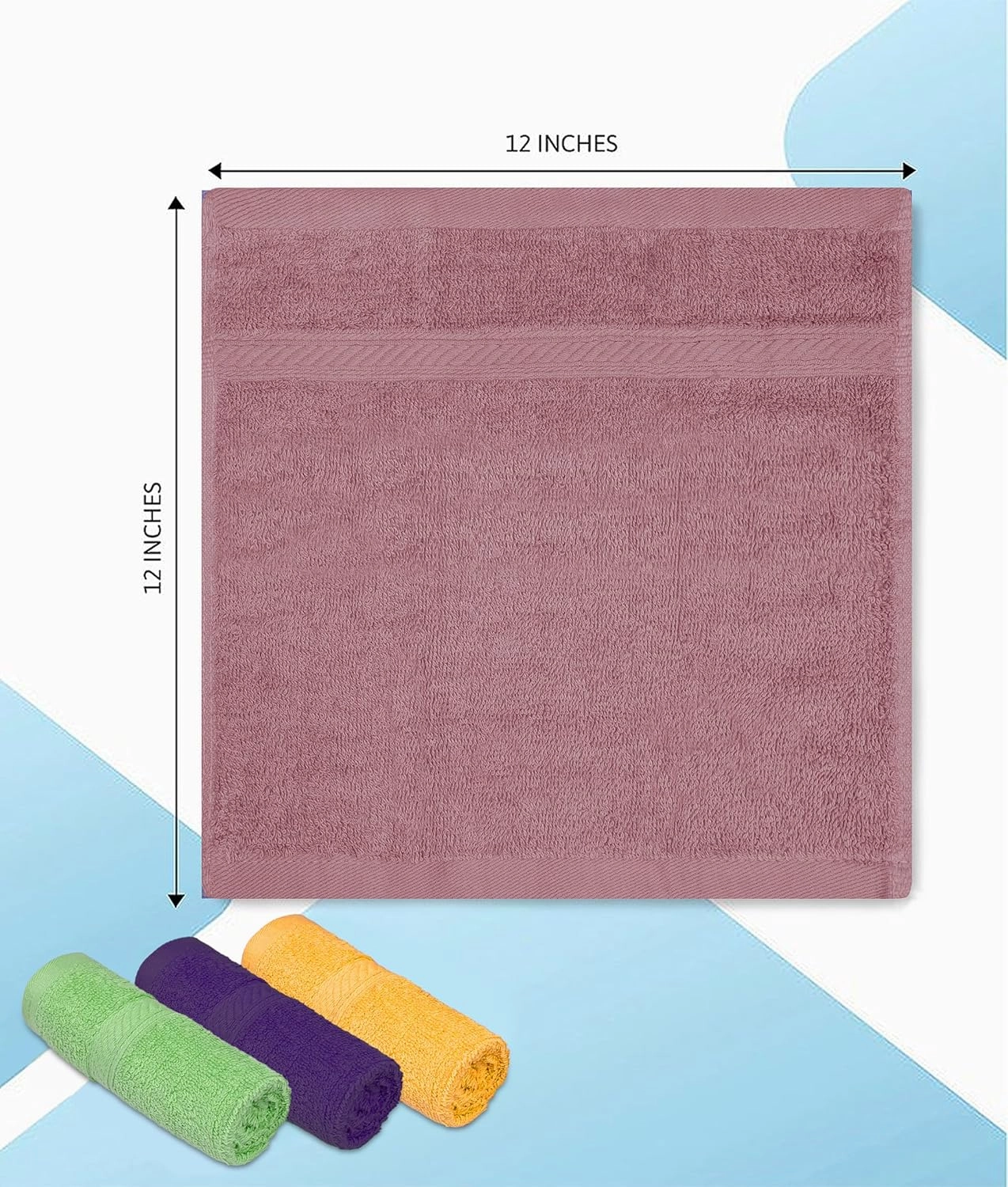 ZUPERIA 100% Cotton Bath Wash Cloths 12 Pack - 12" x 12"- Highly Absorbent Soft Washcloths for Face, Gym Towels, Hotel Spa Quality, Reusable Multipurpose Towels (Bright Colors)