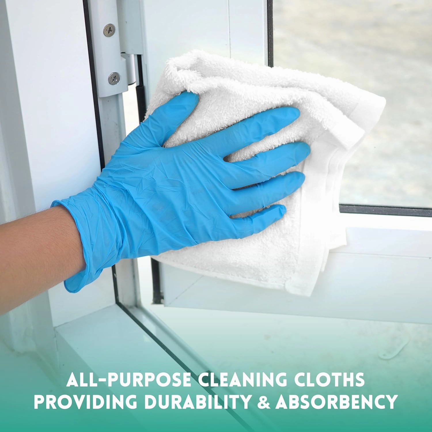 ZUPERIA 100% Cotton Terry Towels Cleaning Cloths, Pack of 50 (12" x 12") Multipurpose, Highly Absorbent, Reusable Cotton Rags, White Bar Towels & Cleaning Rags for Everyday Usage (White)